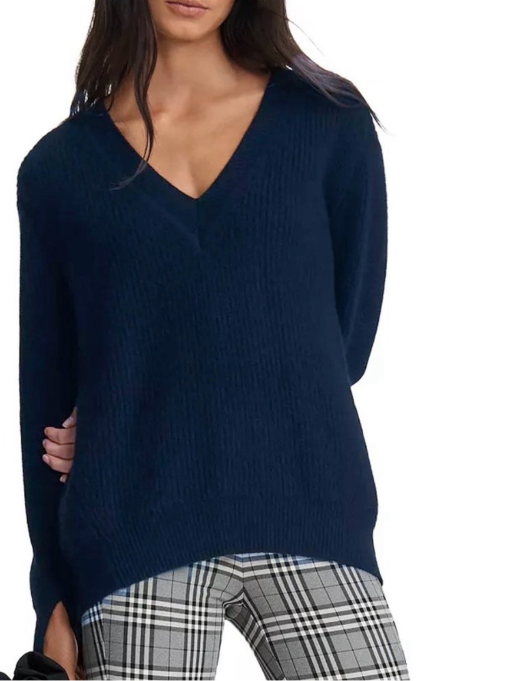 rag & bone Deep Blue Long Sleeve V Neck Sweater | Sz XS